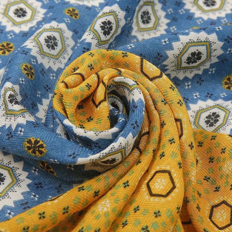 Fashion Women Bohemina Aztec Floral Patchwork Tassel Scarf Lady Print Shawls and Wraps Female Foulards Echarpe Designer 180*90Cm