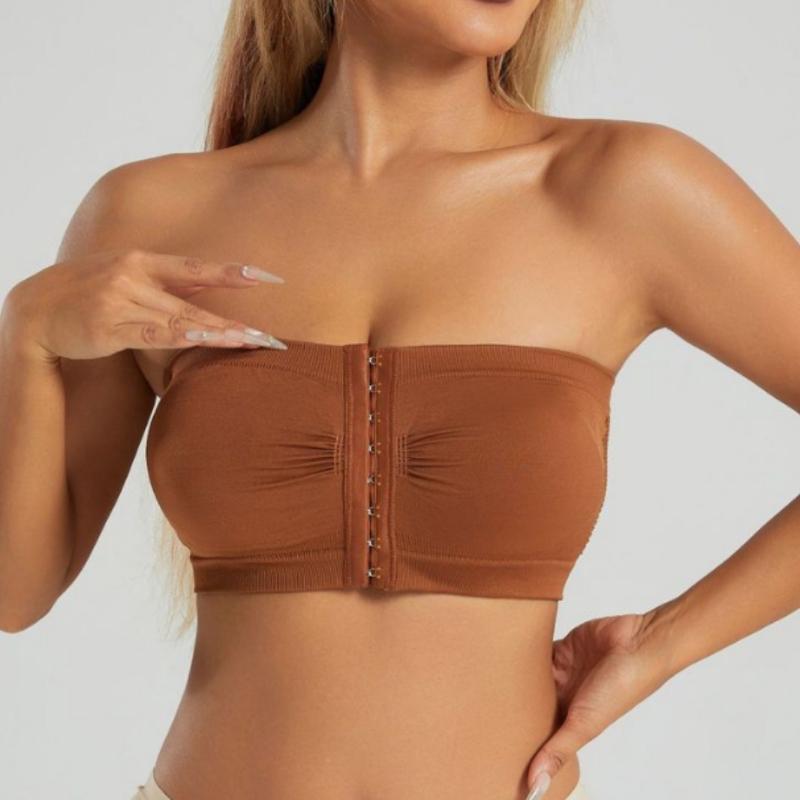 Sexy trägerlose BHs mit Knopfleiste vorne für Damen ohne Bügel Nahtlose Bralettes Damen kabelloser BH weiche Stütze Übergröße Bustier