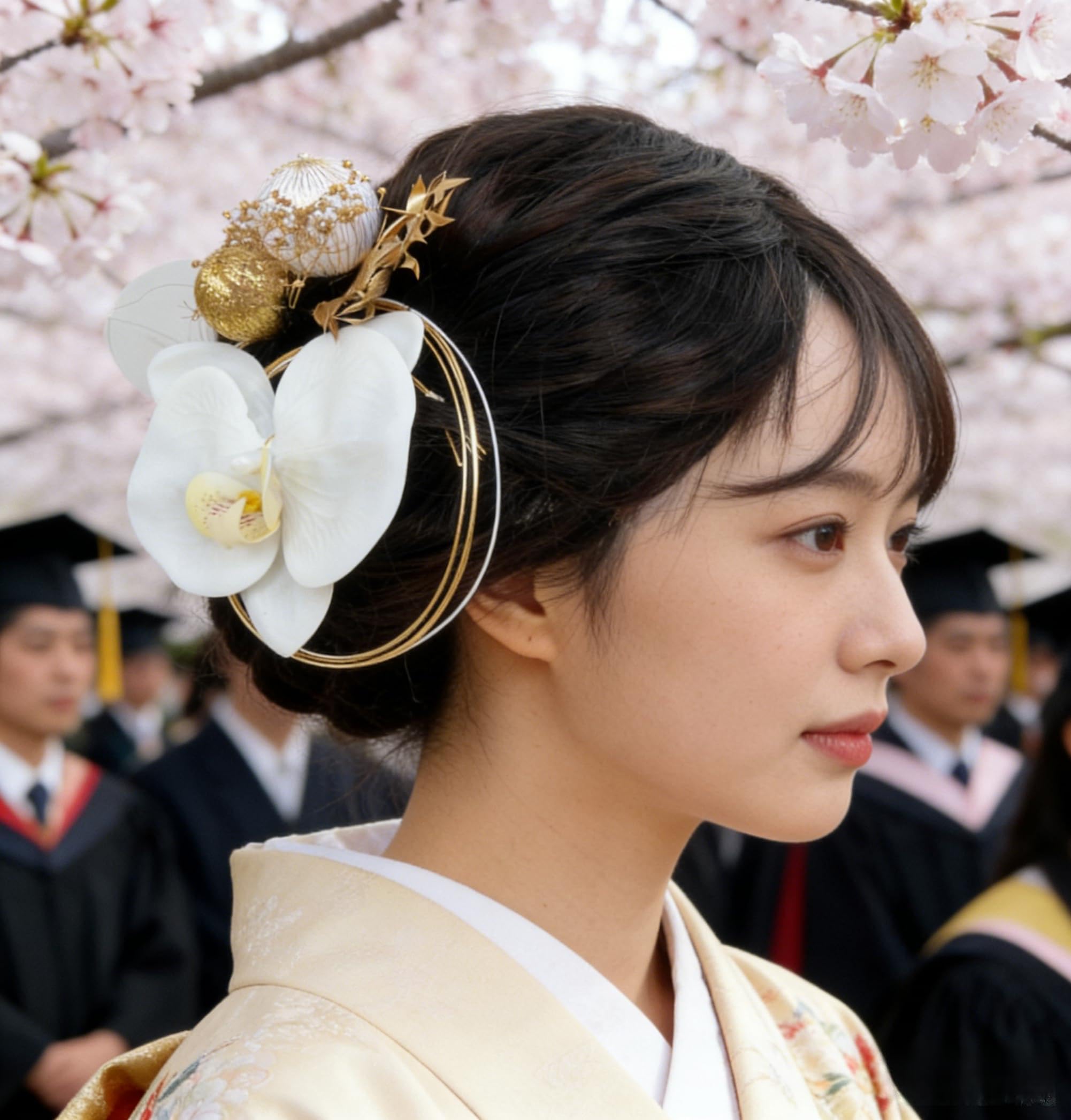 

Phalaenopsis orchid hair ornament for Coming-of-Age Ceremony, Japanese traditional attire, white wedding kimono, kimono, hakama, furisode, yukata,