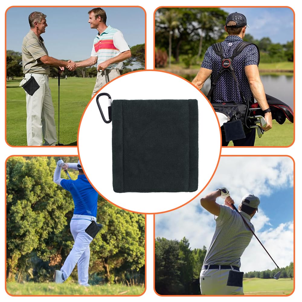 Golf Ball Cleaning Towel Microfiber Towel with Carabiner for Golf