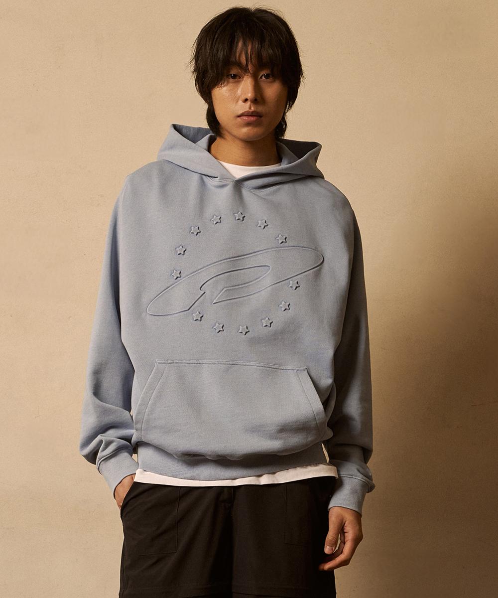 Fdr Embo Pigment Star Disk Logo Hoodie Blue S(Woman)