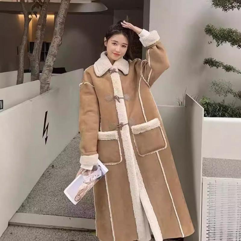 Imitation Lamb Wool Suede Jacket Women's Winter Long Velvet Thickened Fur Integrated Coat Thickened Women's Clothing