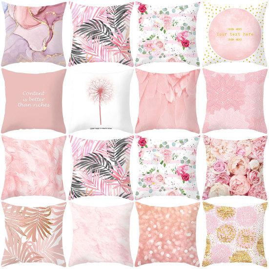 Cushion Cover Soft Washable Square Shape Rose Feathers Nordic Pillowcase for Bed