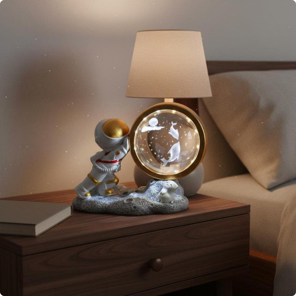 Astronaut Crystal Ball Lamp Glowing Night Light Birthday Gift for