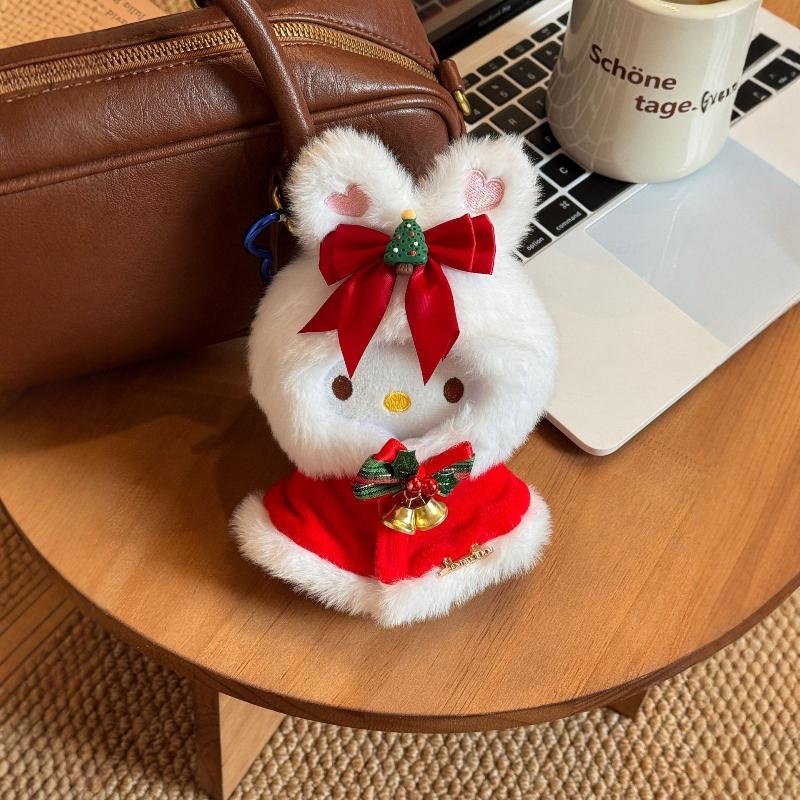 Cartoon Cute Christmas Dress Up Hello Kitty Plush Keychain Backpack Hanging Decoration Plush Toy Pendant Keyring  Year Gift