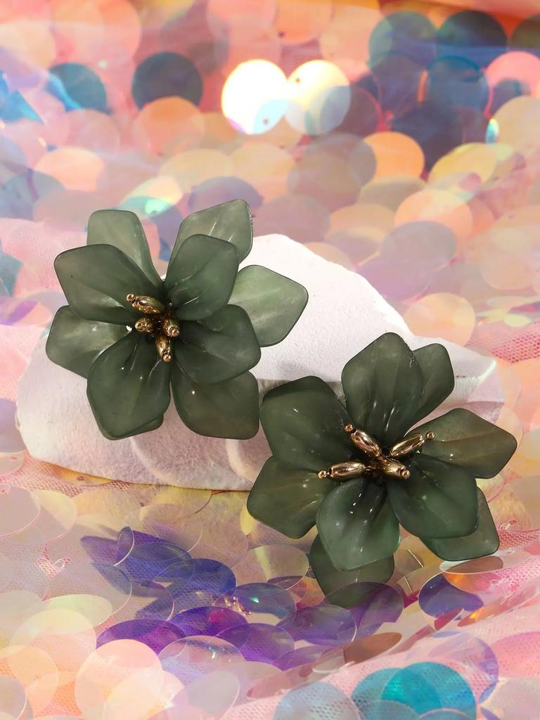 Delysia King Women Romantic Temperament Acrylic Petal Earrings Girl 2025 Cute Lifelike Flower High Grade Ear Stud