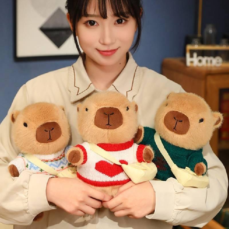 Adorable Capybara Plush Toy With Love Heart Sweater For Kids Birthday Gifts