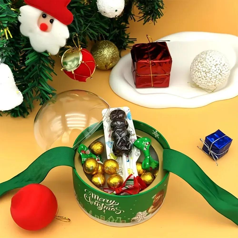 Christmas Candy Box Transparent Ball Hug Bucket Christmas Eve Apple Box Dessert Mousse Gift Packaging Bags Party Gifts Empty Box