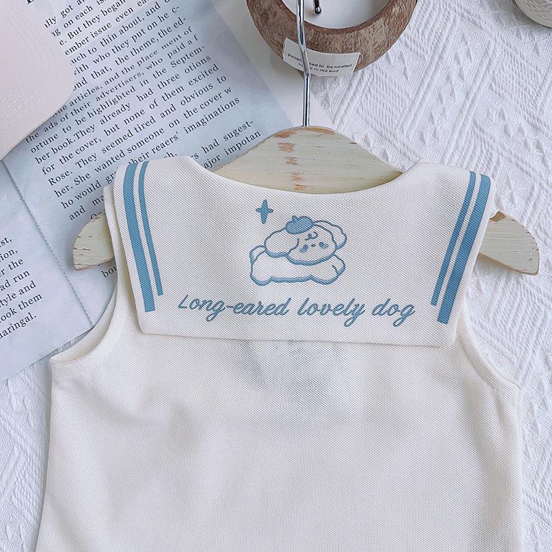 Girls' Summer Academy Style Two-Piece Set – Round Neck Short Sleeve Top and Breathable Skirt (CM0053)