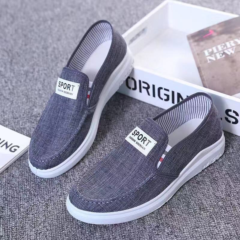 

New cloth shoes men s denim canvas shoes men s shoes lazy shoes non-slip and wear-resistant casual shoes board shoes 44