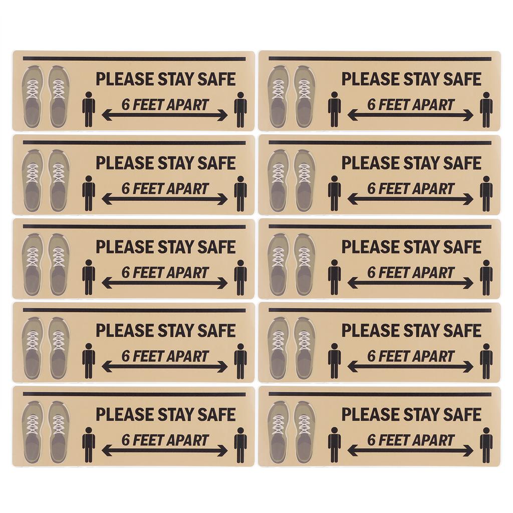 2er Set Bodenaufkleber Sicherheitsabstand Zeichen Markierung Warnaufkleber für Geschäft Krankenhaus SchuleB004