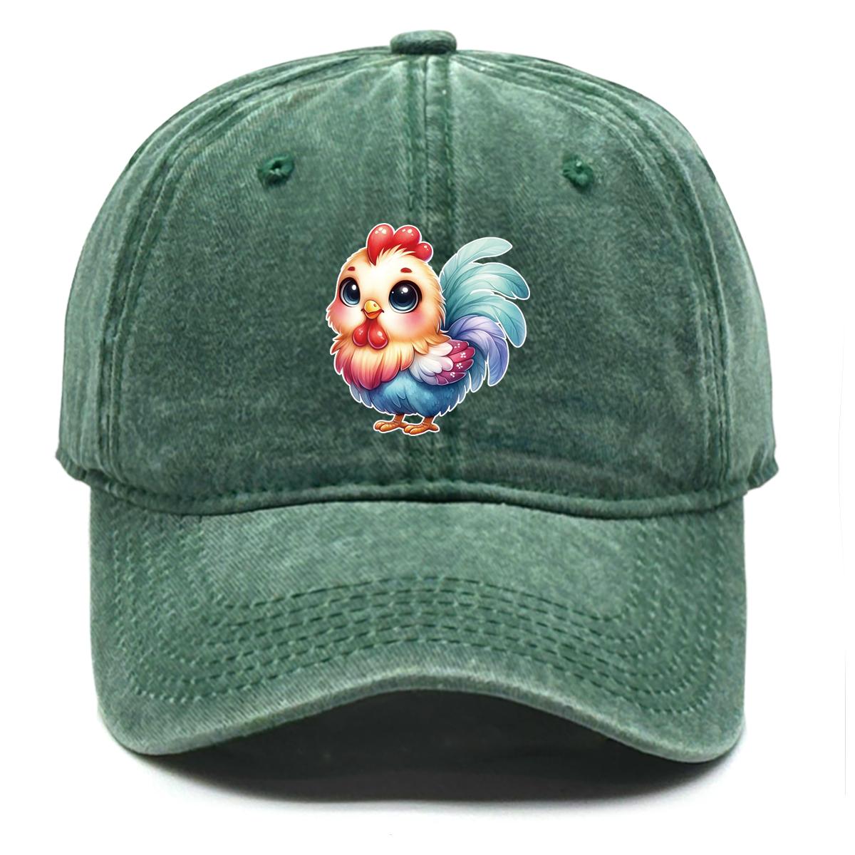 

Rooster Print Adjustable Baseball Hat, Animal Flat Cap Lightweight Vintage Non-Stretch Fabric Headwear Snapback Sun Hat as the picture зелёный