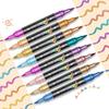 Glitter Effect Brush Markers, Dual Tip Metallic Shimmer Pens For Coloring, Smooth Ink Flow No Bleed Glitter Gel Pens