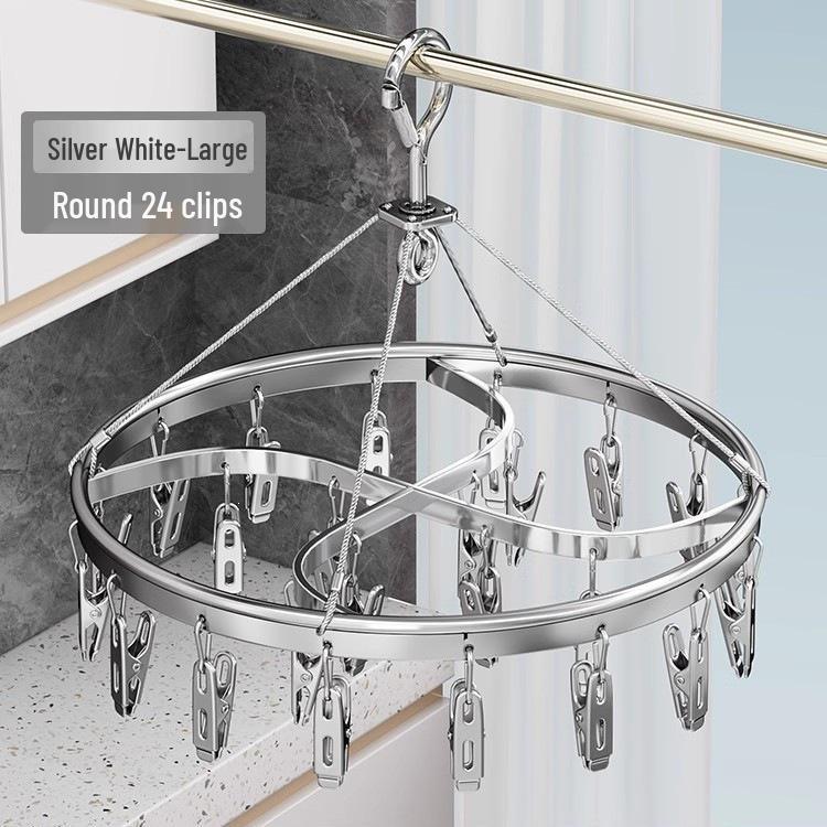 Aluminum Alloy Multi-Clip Clothes Drying Rack for Balcony and Underwear