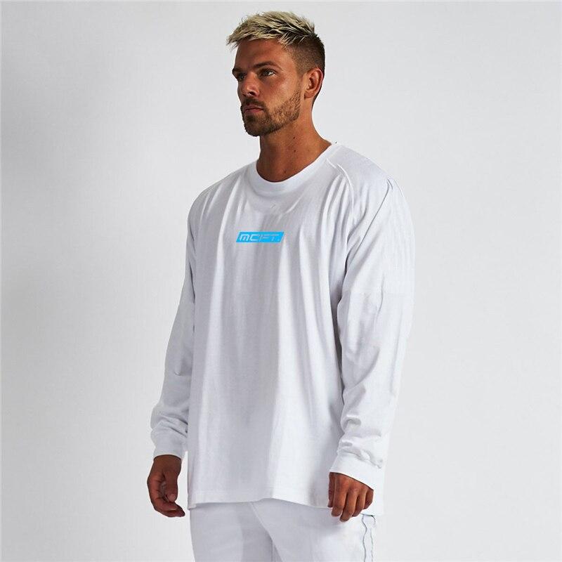 Muscleguys New Simple O-neck T-shirt Loose Spring and Autumn Clothes Men's Sports Running Thin Bottoming Shirt