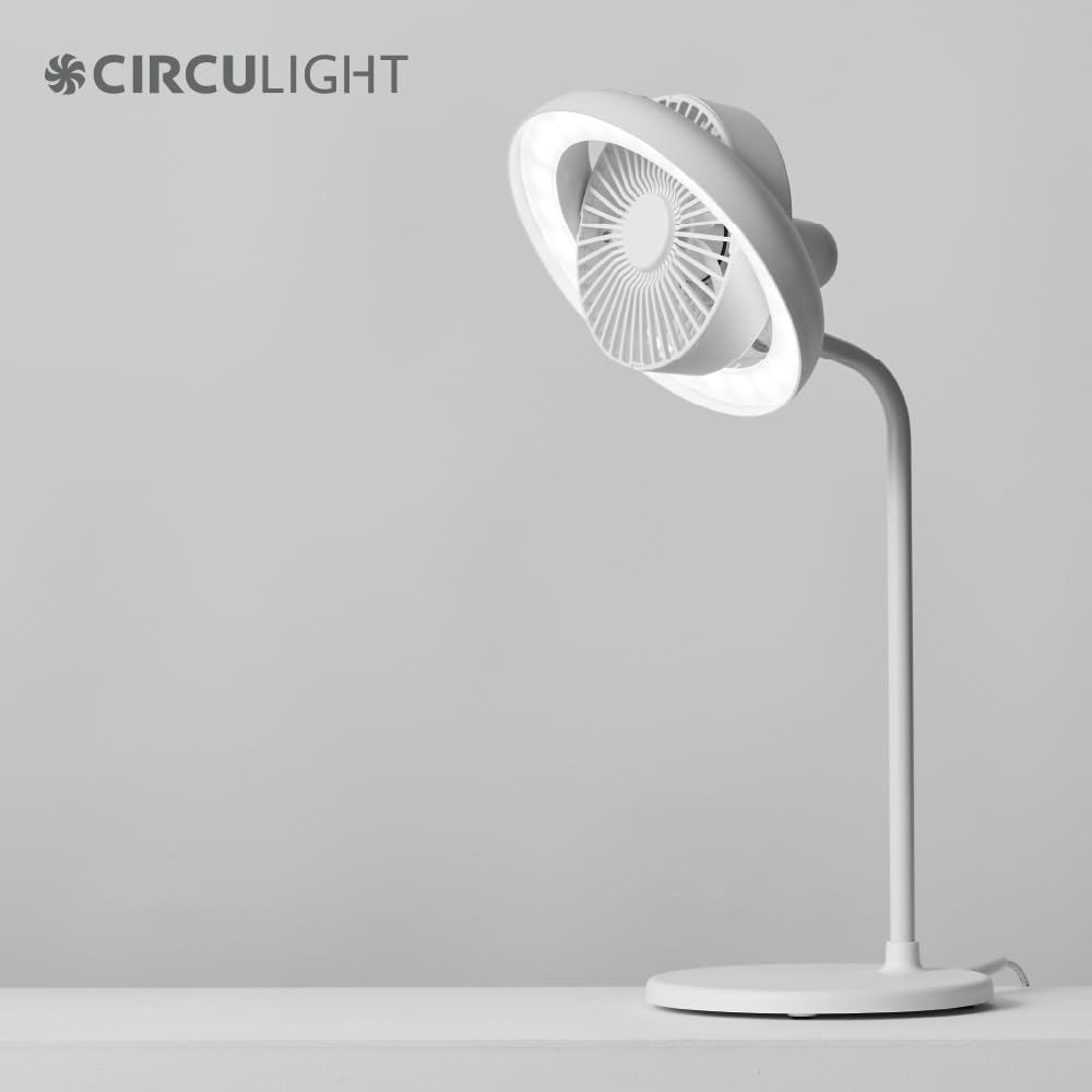 Doshisha Circulate Desk Fan with Desk Stand, LED, 3 Dimming Levels, 3 Color Temperature Settings, 3 Airflow Settings, Tabletop Fan