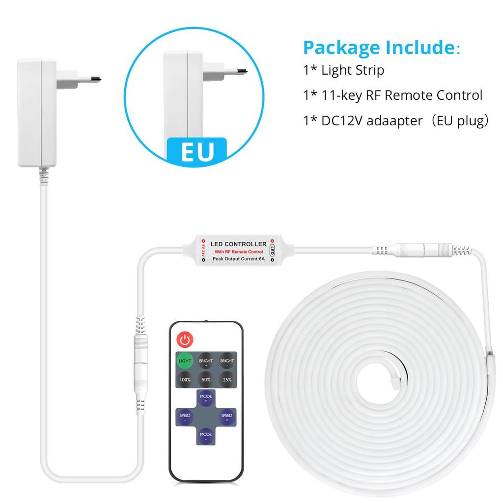 MALITAI Dimmbares Neon-LED-Streifenlicht, 1–5 m, DC12 V, wasserdicht, flexibel, LED-Neonlicht für Innen- und Außendekoration, RF-Fernbedienung, Küchenlampe