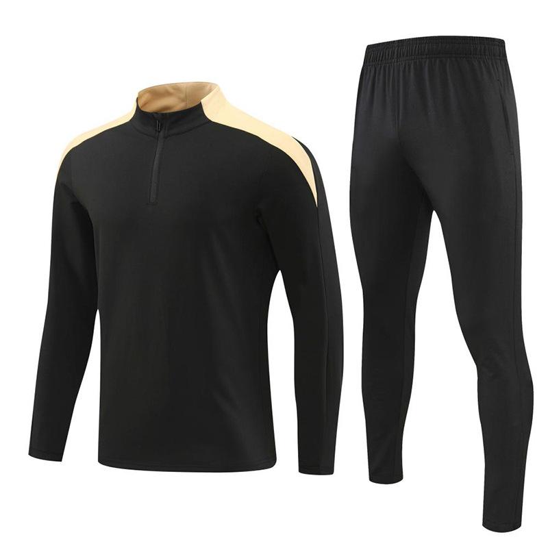 Cross-border Half-pull Long-sleeved Football Jersey Set Printed Adult Jersey Spring Autumn and Winter Long-sleeved Training Jersey Sportswear Jacket