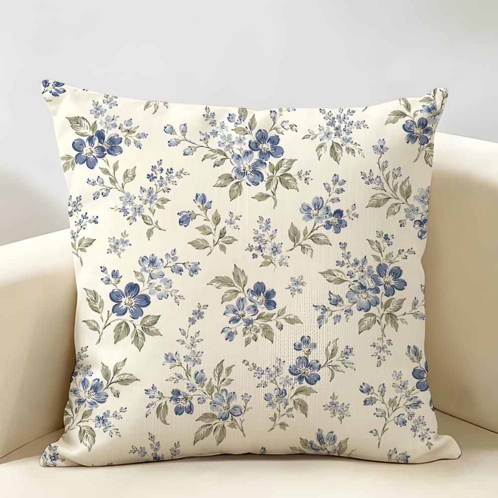 Vintage Ditsy Floral Country Bloom Cushion Cover Natural Linen Organic Fabric DoubleSided Printing Room Sofa Decor Pillow Case