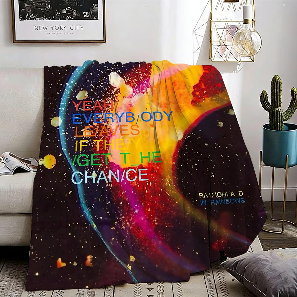 Art Rock Band Radiohead Music Throw Lightweight 240g Flannel Blanket Soft Skin-friendly for Summer Cooling 75X95CM