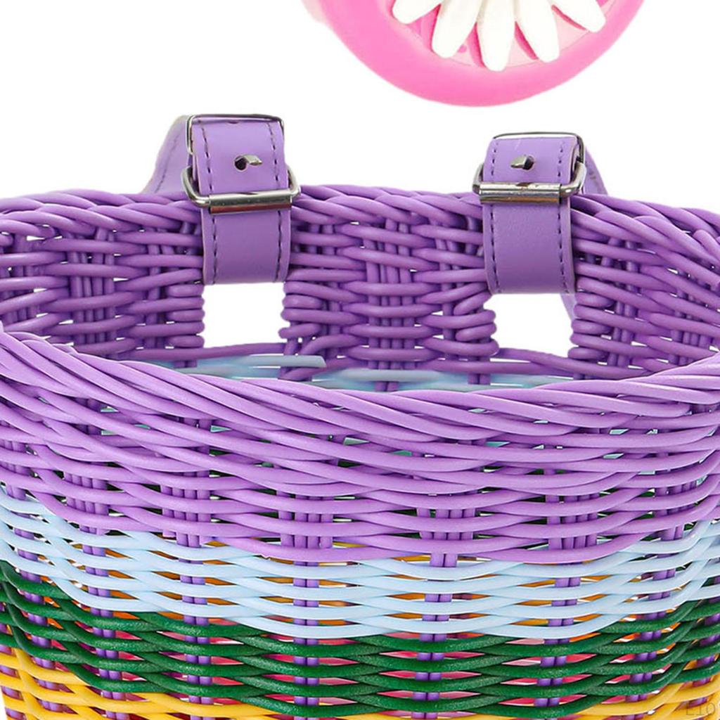Kids Bicycle Basket Set with Melodious Bell, Front Handlebar Carrier