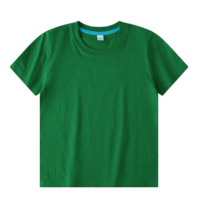 Children's Solid Color Combed Cotton T-Shirts for Activities, Class Uniforms, Group Wear, and Parent-Child Outfits - Short Sleeve