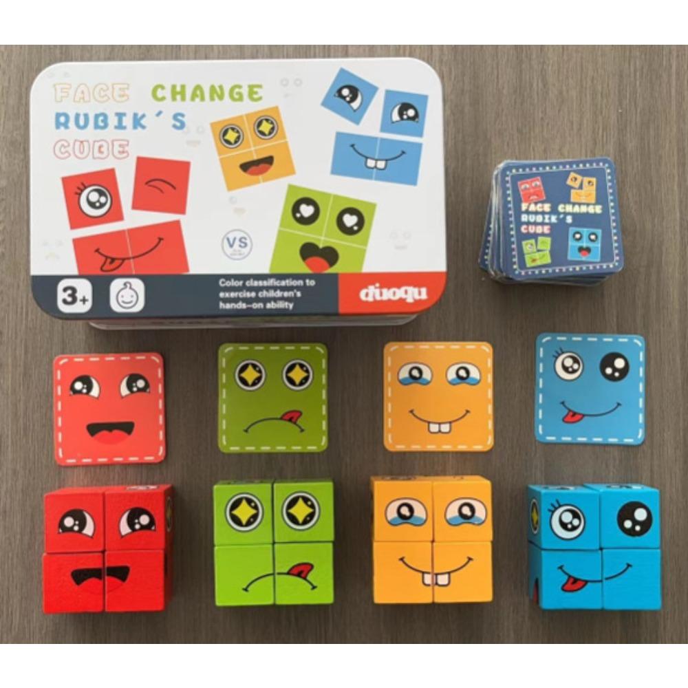 Children's Color Face-changing Rubik's Cube Building Block Toy Puzzle Puzzle Block Logical Thinking Training Fun Puzzle Wooden Toy