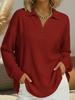 Orange Oversized Long Sleeve Shirt with Collar and Pockets