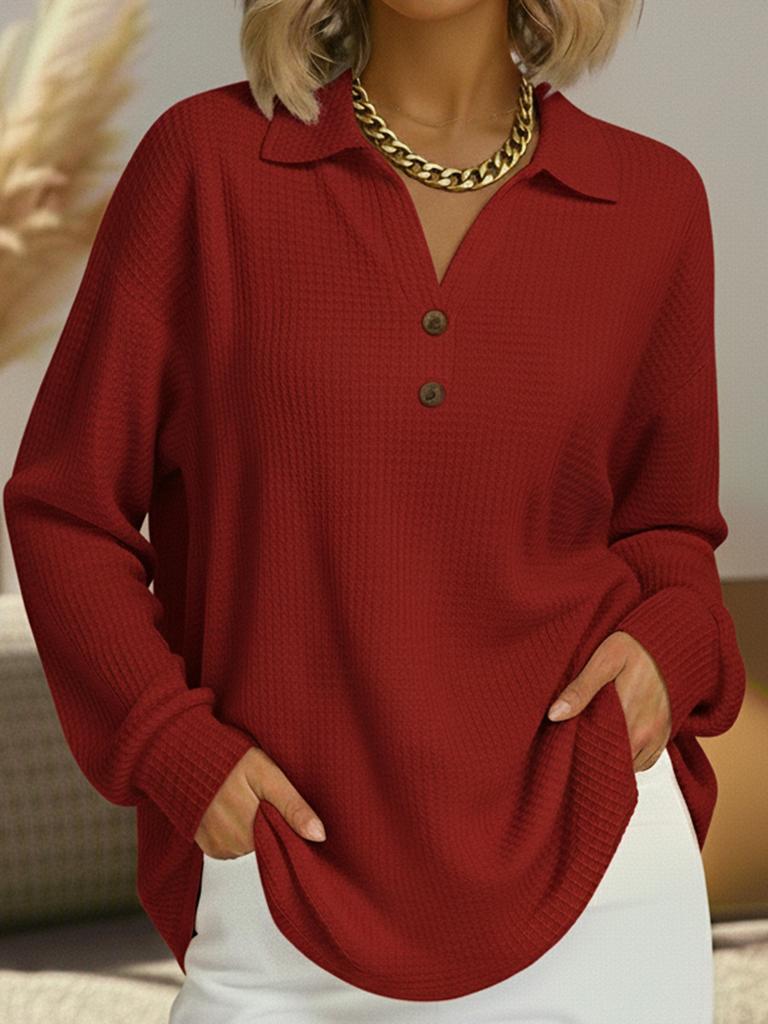 Orange Oversized Long Sleeve Shirt with Collar and Pockets