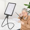 4X Large Magnifier with 3 Brightness 43 LED Light Rechargeable for Reading Books or Crafting, Neckwear and Desktop Mode