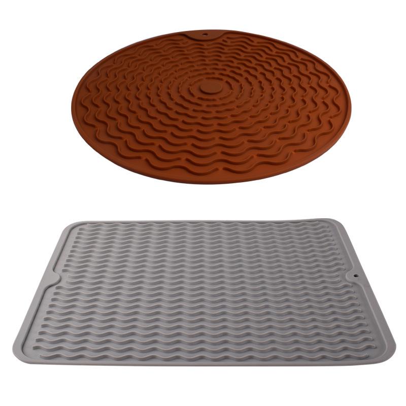 Large Rectangular Non-Slip Silicone Drain Mat – Heat-Resistant Insulation for Dining Tables & Bar Counters