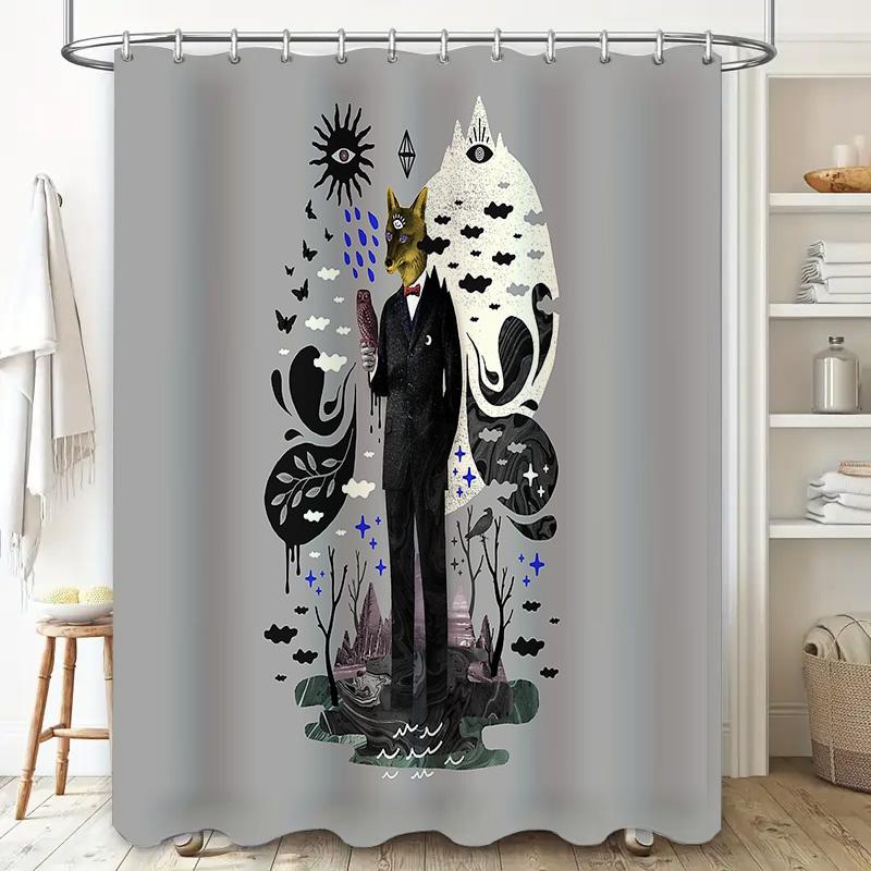Gothic Horror Shower Curtain Dark Academia Tapestry Macabre Home Decor Spooky Halloween Bathroom Set Vintage Gothic Art