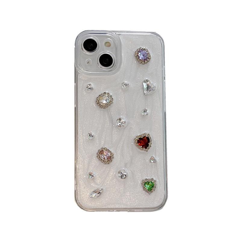 Apple Wind Small Fresh Mobile Phone Case For Iphone17Promax Rhinestone 16 Gemstones 14 Soft 15 Niche 8