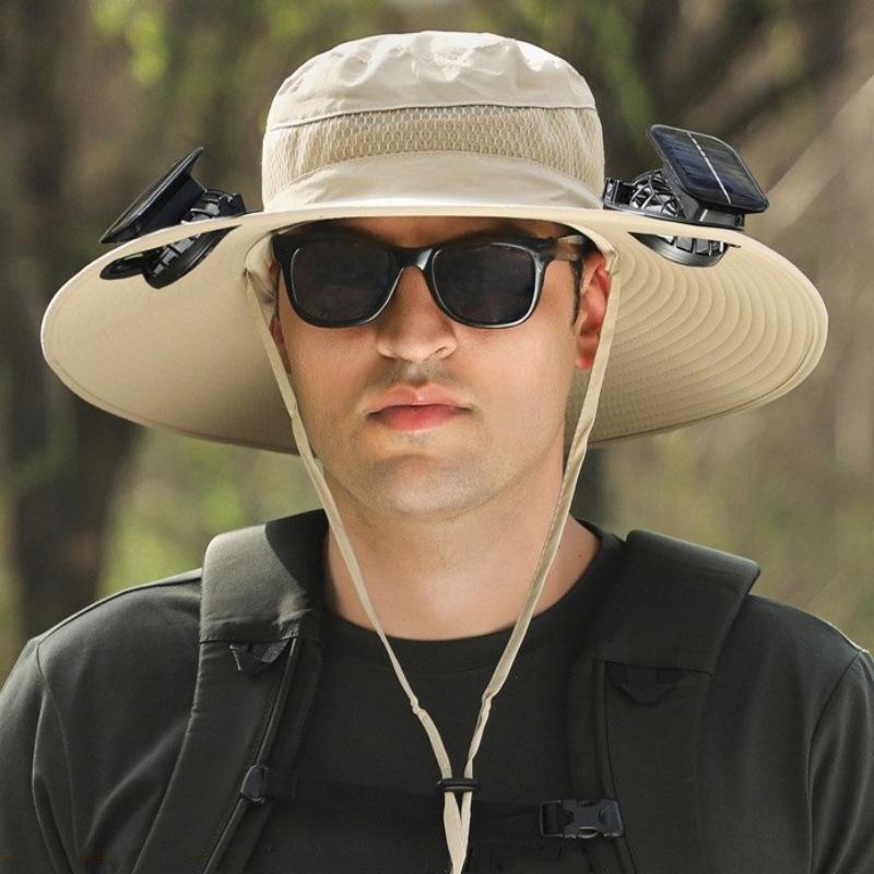 Unisex Solar-Powered Cooling Sun Hat - Large Brim for Outdoor Activities