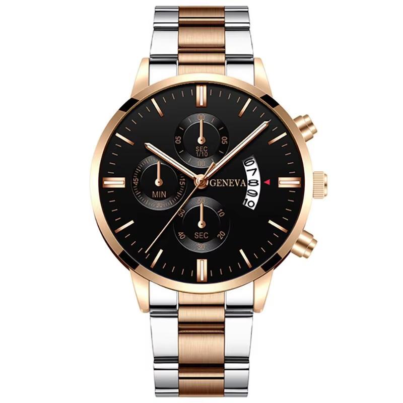 Fashion Men Black Stainless Steel Watch Luxury Calendar Quartz Wrist Watch Mens Business Watches for Man Clock Relogio Masculino
