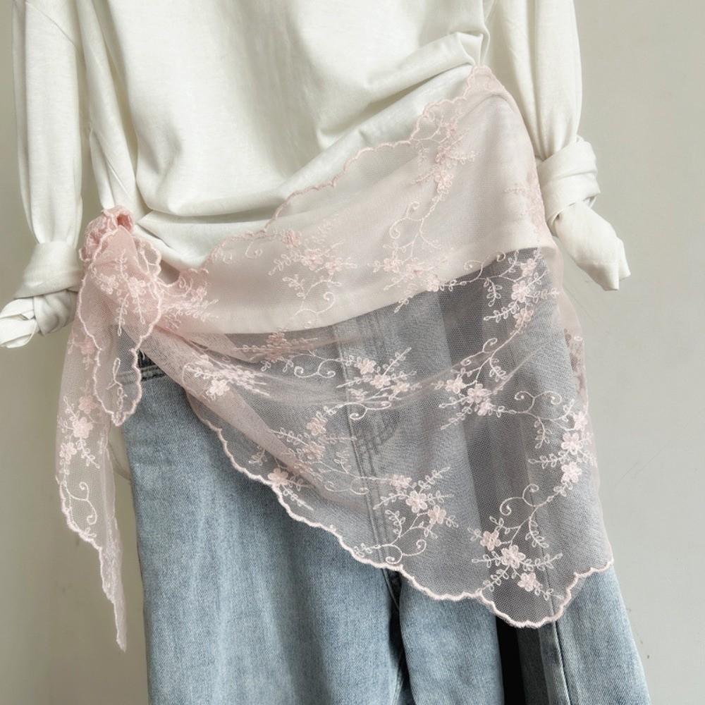 Trend Floral Embroidery Women's Lace Belt Versatile Korean Version Hem Skirt Triangle Scarf Women's Pants Waist Decorative