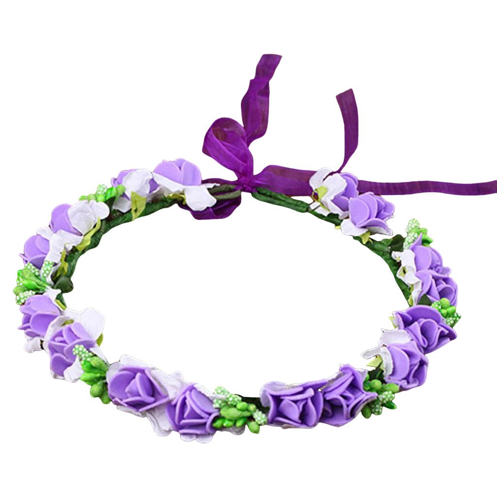 Women Garland Flower Hairband Simulated Fabric Flower and Leaf Wreath for Women Party Hairstyle Making