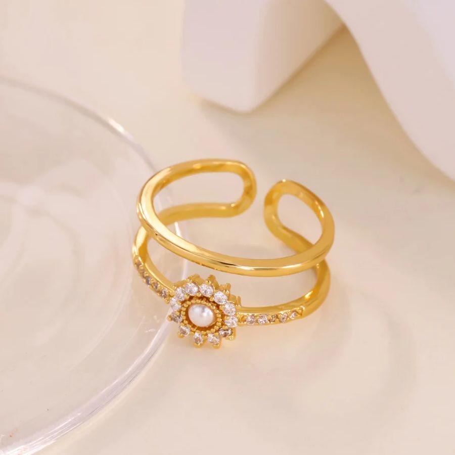 Luxury Cross Cubic Zirconia Stainless Steel Ring for Women Mama 18K Gold-plated Anti Fading Rings Wedding Jewelry Accessories