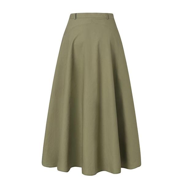 Übergröße Abend Baumwollrock Midi Knöpfe Rock Damen Sommer Mode Elastischer Bund Kleid