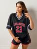 Women's Loose Stripe Trim Sports T-Shirt