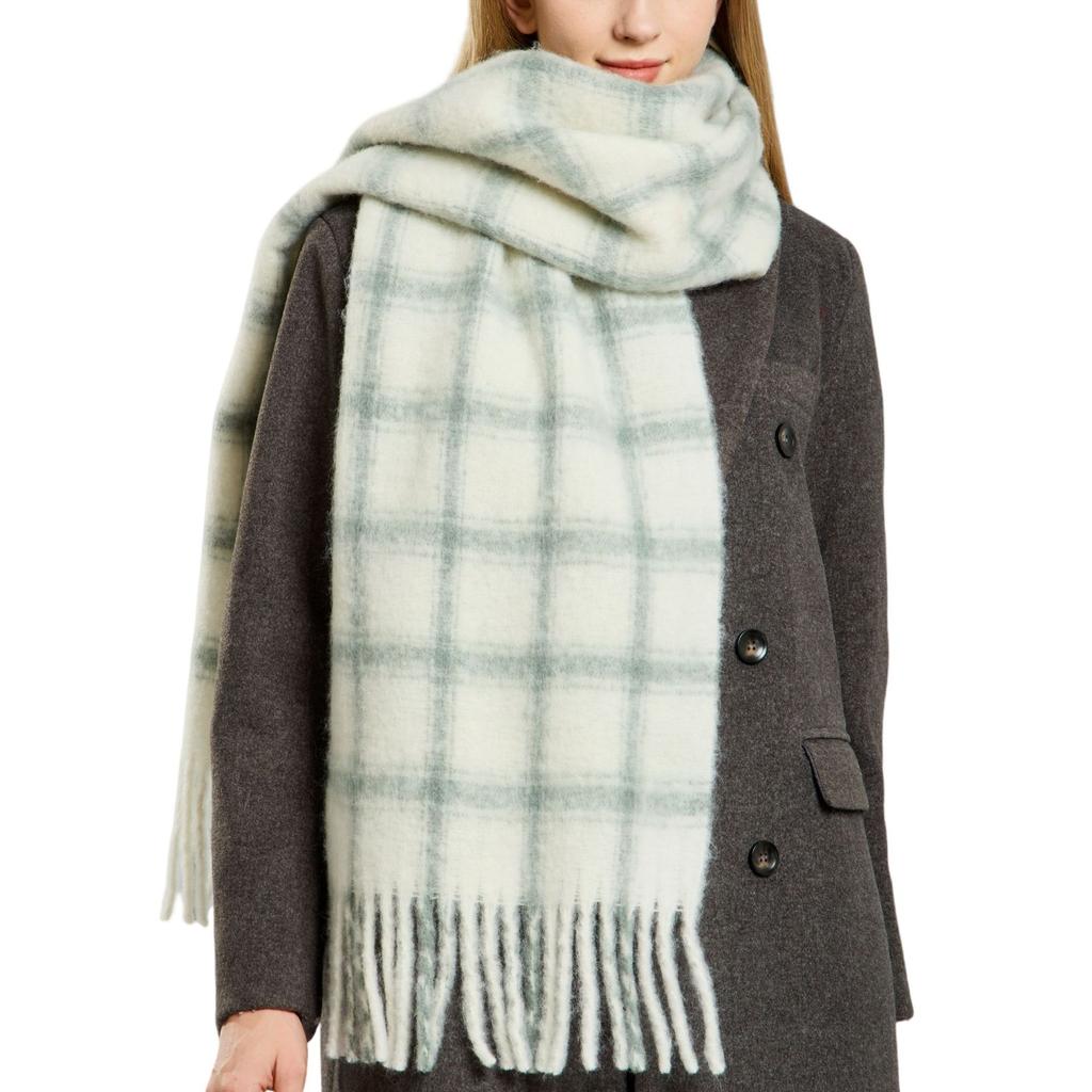 Wool Blended Plaid Simple Scarf Women's New Winter High-end Atmosphere Scarf Versatile