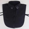 Mote Damer Falsk Krage for Kvinner Chiffon Falsk Krage Rhinestone Lappel Avtakbar Knapp Halvskjorte Bluse Topp