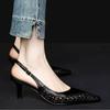 Fashion Pointed Toe Stiletto High-heeled Shoes Women's Xia New Style French Temperament Celebrity Woven Back Empty Baotou Sandals