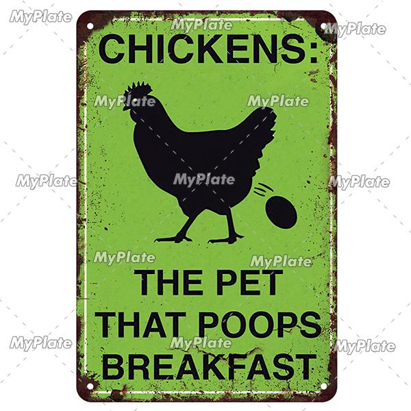 [MyPlate] Vintage Farm Chickens Retro Poster  Metal Sign Plate Tin Sign Wall Crafts Decor For Home Room Plaque Decoration Gift
