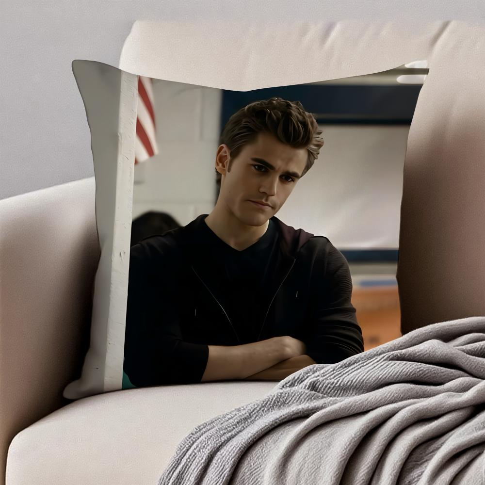 S-Stefan Salvatore Vampire Diaries Lead Cushion Cover Pillowcase Anti-Dustmite Invisible Zipper Short Plush Sofa Cushion