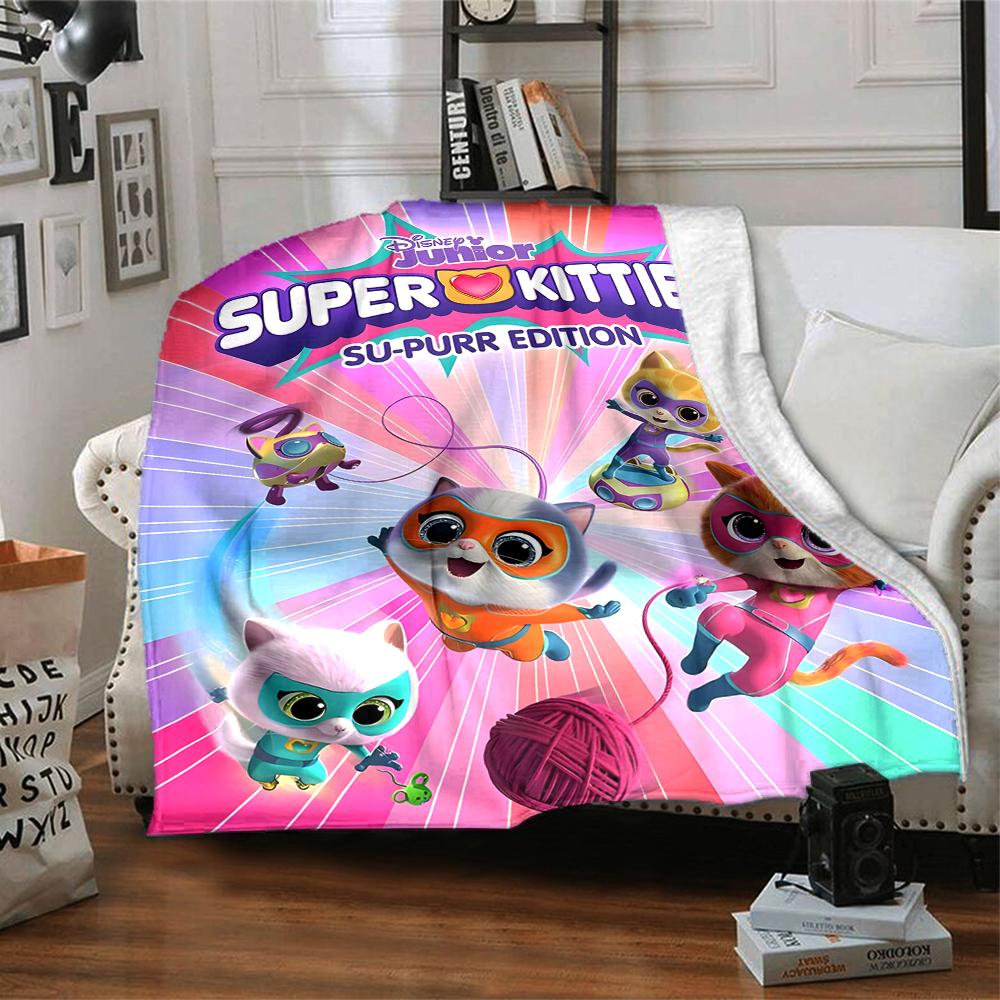 1pc Super Kitties Adventures1 Blanket, Gift, for Men and Women, Soft Blanket, Good for Sofa Bed Couch Travel, Lightweight Flannel Blanket