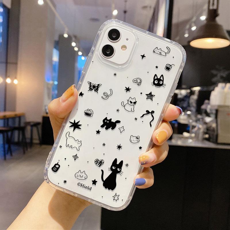 Transparent Cute Cat Phone Case For iPhone 17 Pro Fundas iPhone 16 Pro Max 11 13 15 14 12 Air 17promax Shockproof Silicone Cover