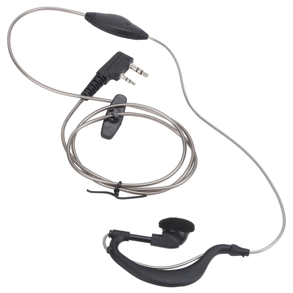 2 Way Radio Headset 2Pin Flexible Black Cable Headset with PTT Button G Shape for Kenwood KPG TH TK