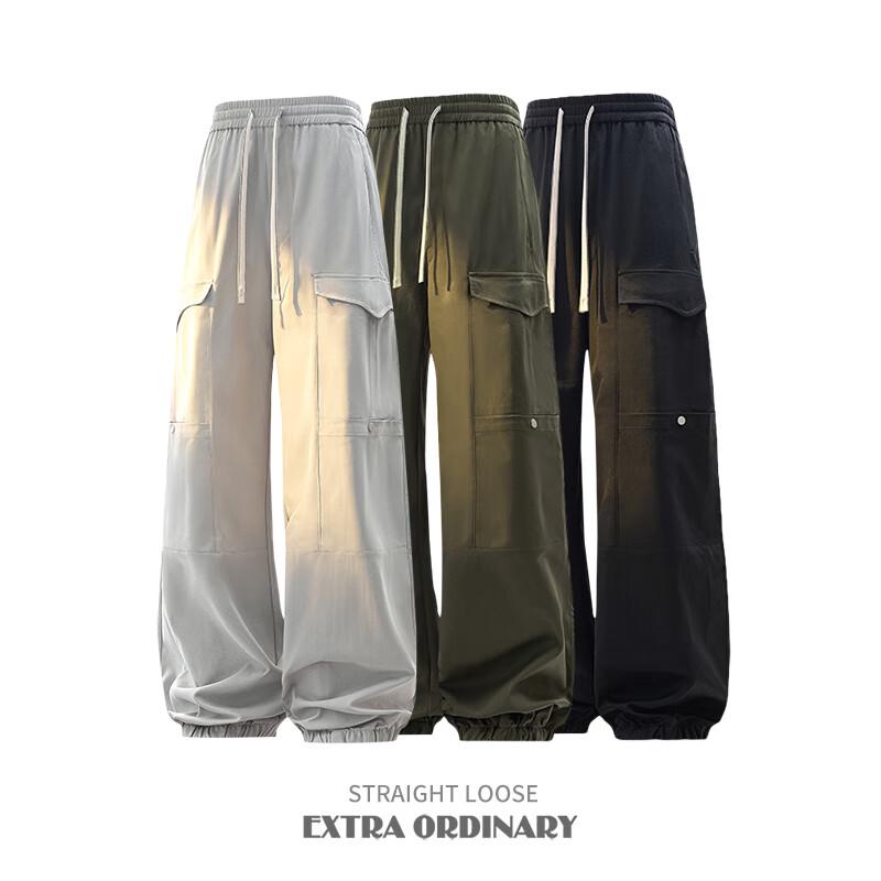 TOM ADAM Men's Spring Autumn Loose Fit Tapered Cargo Pants