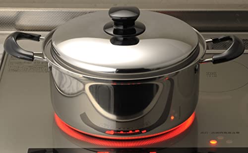 Yoshikawa Integrate Tsubame-Sanjo 24cm 5.3L Double-Handled Pot with Lid, Induction and Direct Heat Compatible, Made In Japan, SJ3397
